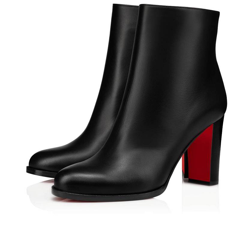 Women's Christian Louboutin Adox 85mm Leather Ankle Boots - Black [8650-179]